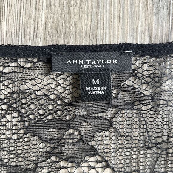 Ann Taylor Mixed Media Lace Witchy Gothcore Layering Top Size Medium - Picture 4 of 8